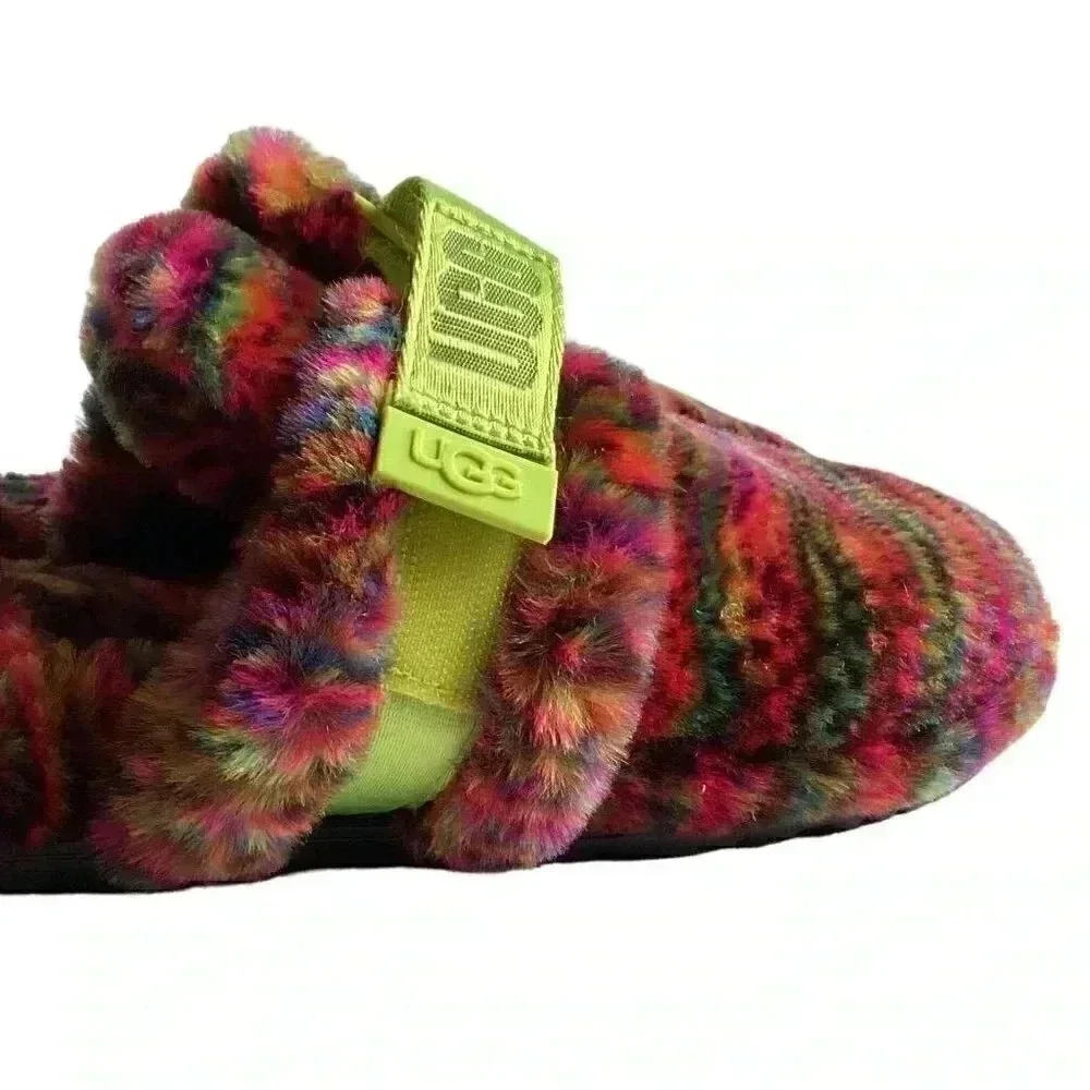 UGG Fluff It Pixelate Mens 10 Soft Slide Slip On Casual Slipper Shoes Vegan NEW